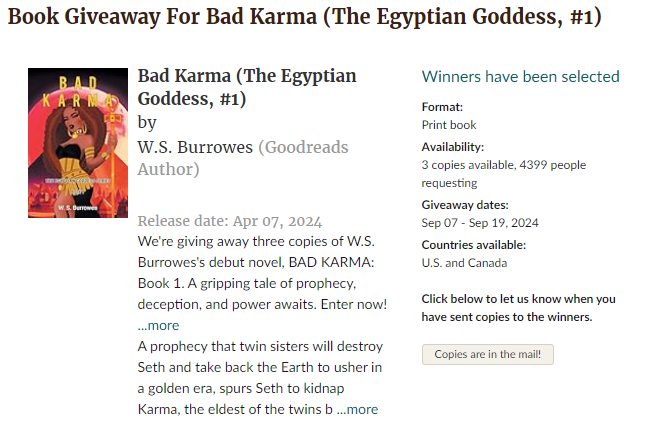 Bad Karma Giveaway Results